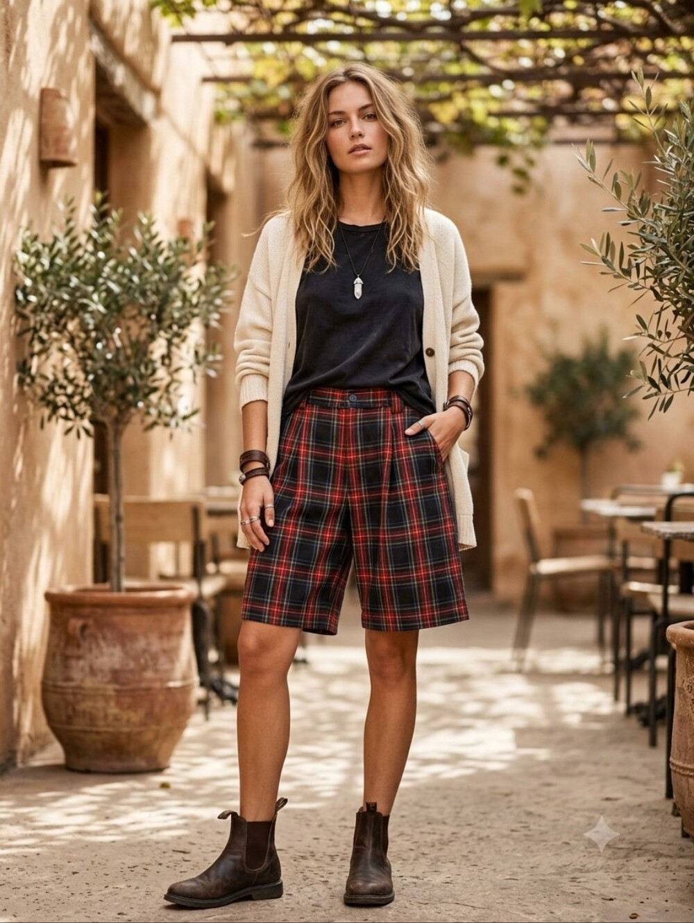 Vintage 90s Gap Tartan Shorts Dark Academia Preppy Grunge Fall Red